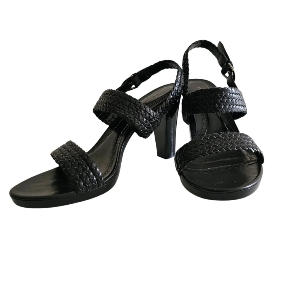 Ann Taylor Braided Leather Ankle Strap 3" Heeled Sandals | EUC | 7M | Black - Picture 13 of 16
